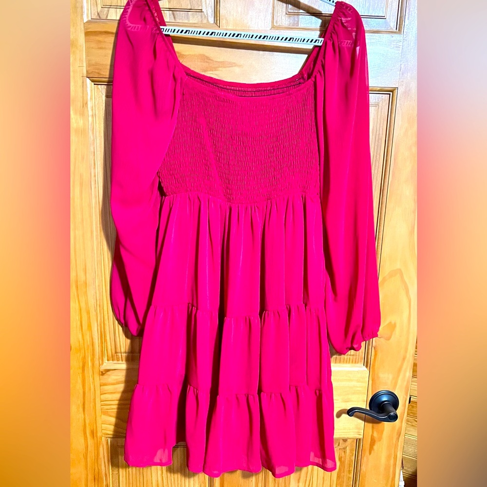Elegant Red Long-Sleeve Dress